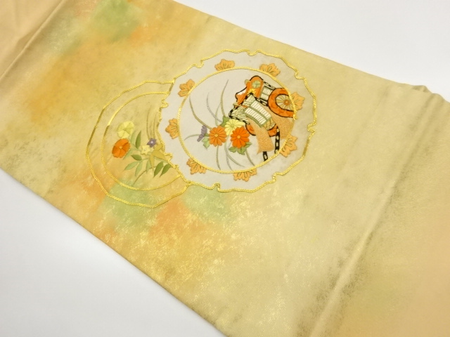 JAPANESE NAGOYA OBI / EMBROIDERY / FLOWERS